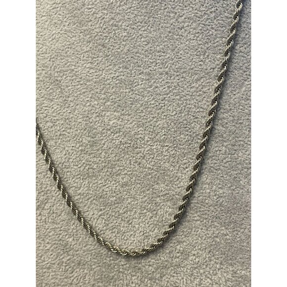 Silver diamond cut rope chain necklace braided twisted magnetic clasp 24" - Picture 2 of 6